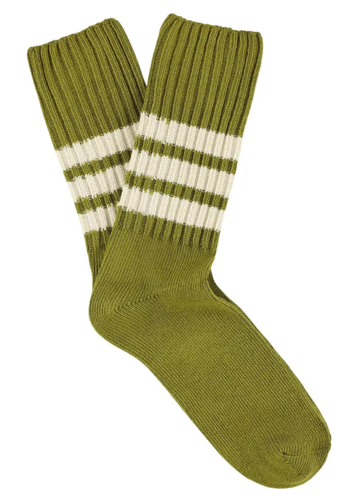 Striped Crew Socks // Ecru/Olive