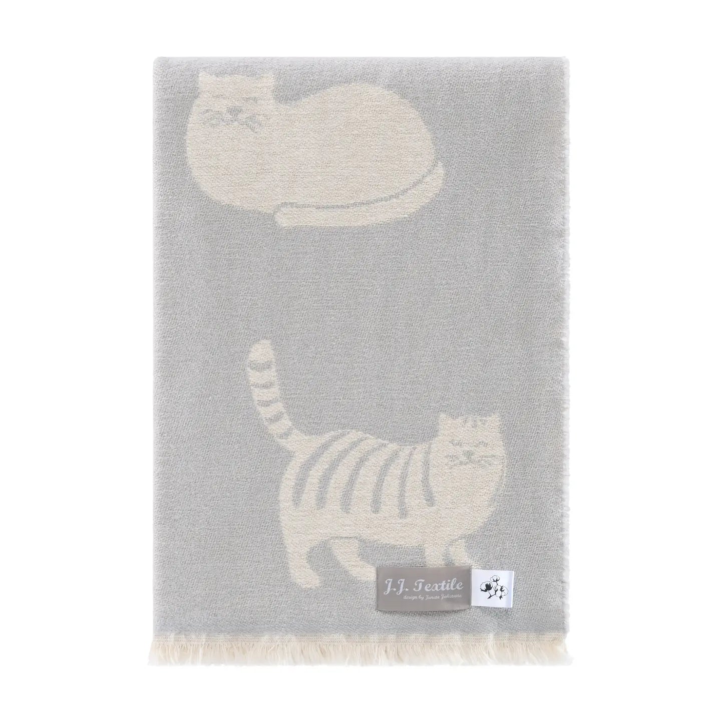 Cozy Kitties // 100% Cotton Throw // Gray