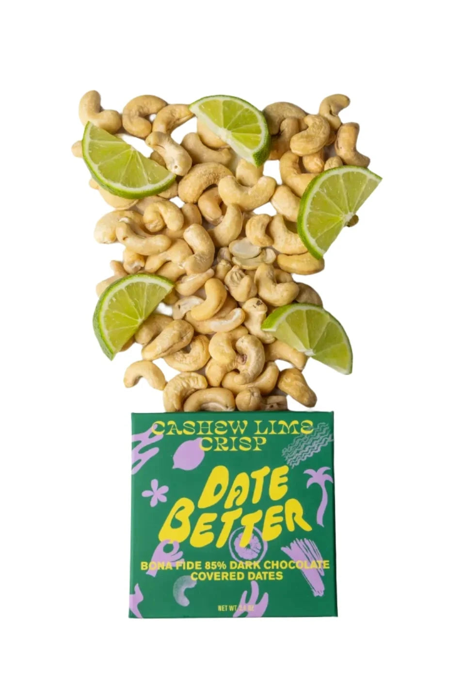 packaging with cashews and limes spilling out