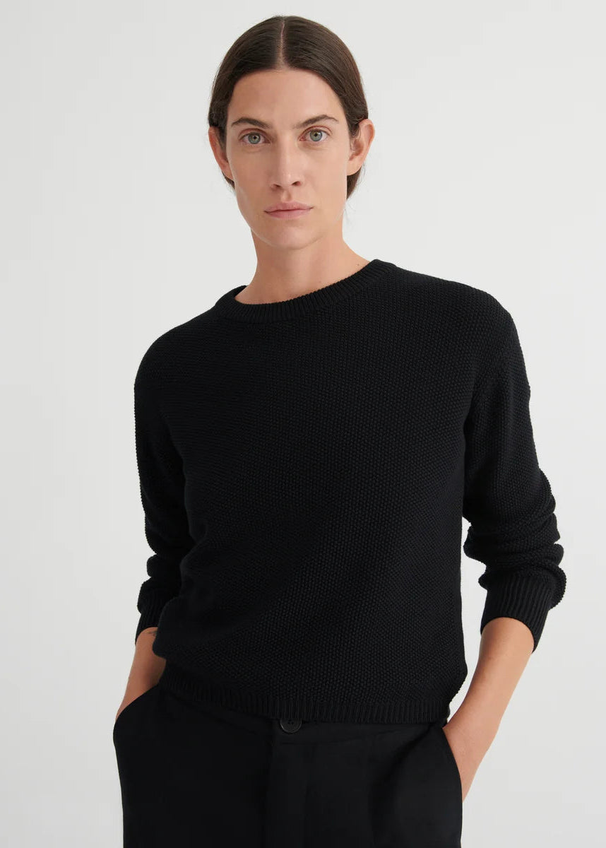 cotton sweater black on model