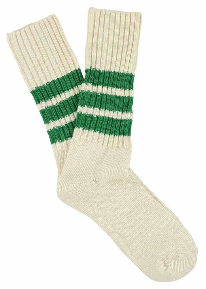 Striped Crew Socks // Ecru/Green