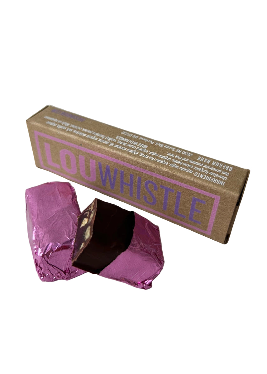 Lou Whistle // Molasses Pecan Chew Covered in Dark Chocolate