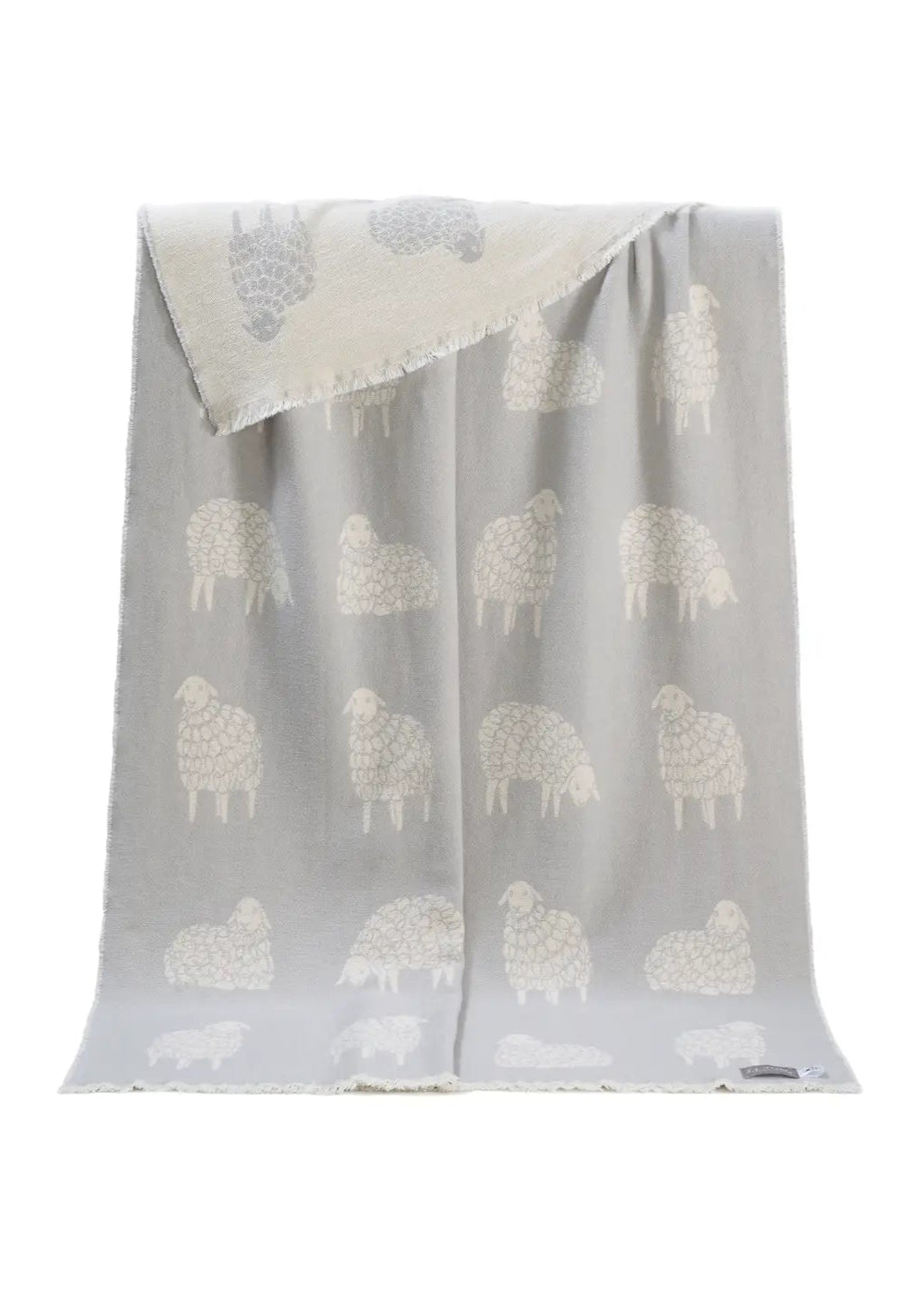 Sheep// 100% Cotton Throw // Gray