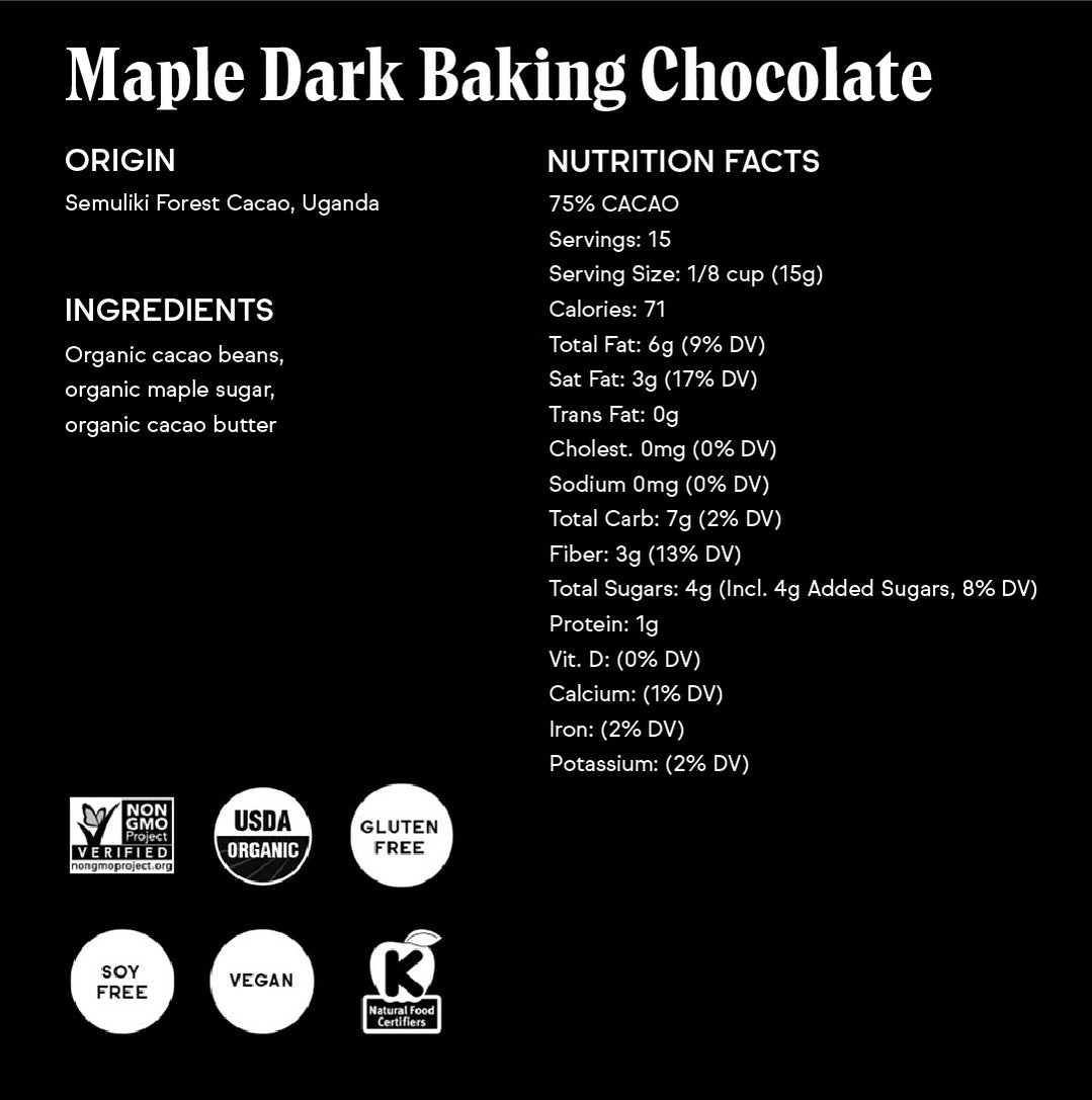 75% Maple Dark Chocolate Baking Pieces