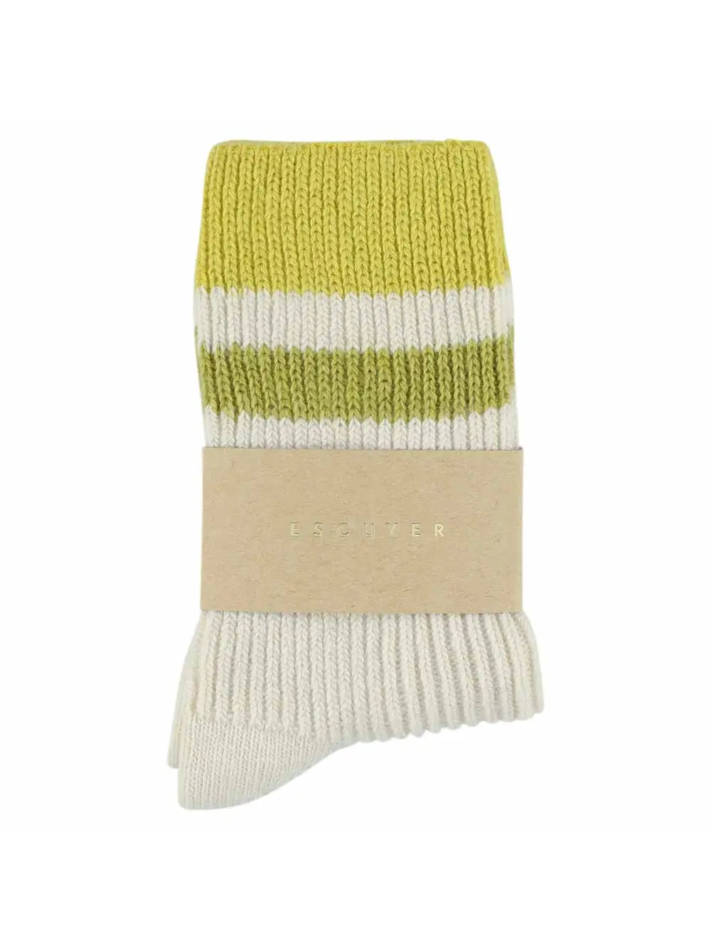 Cashmere Stripes Socks // Ecru,Yellow, Green