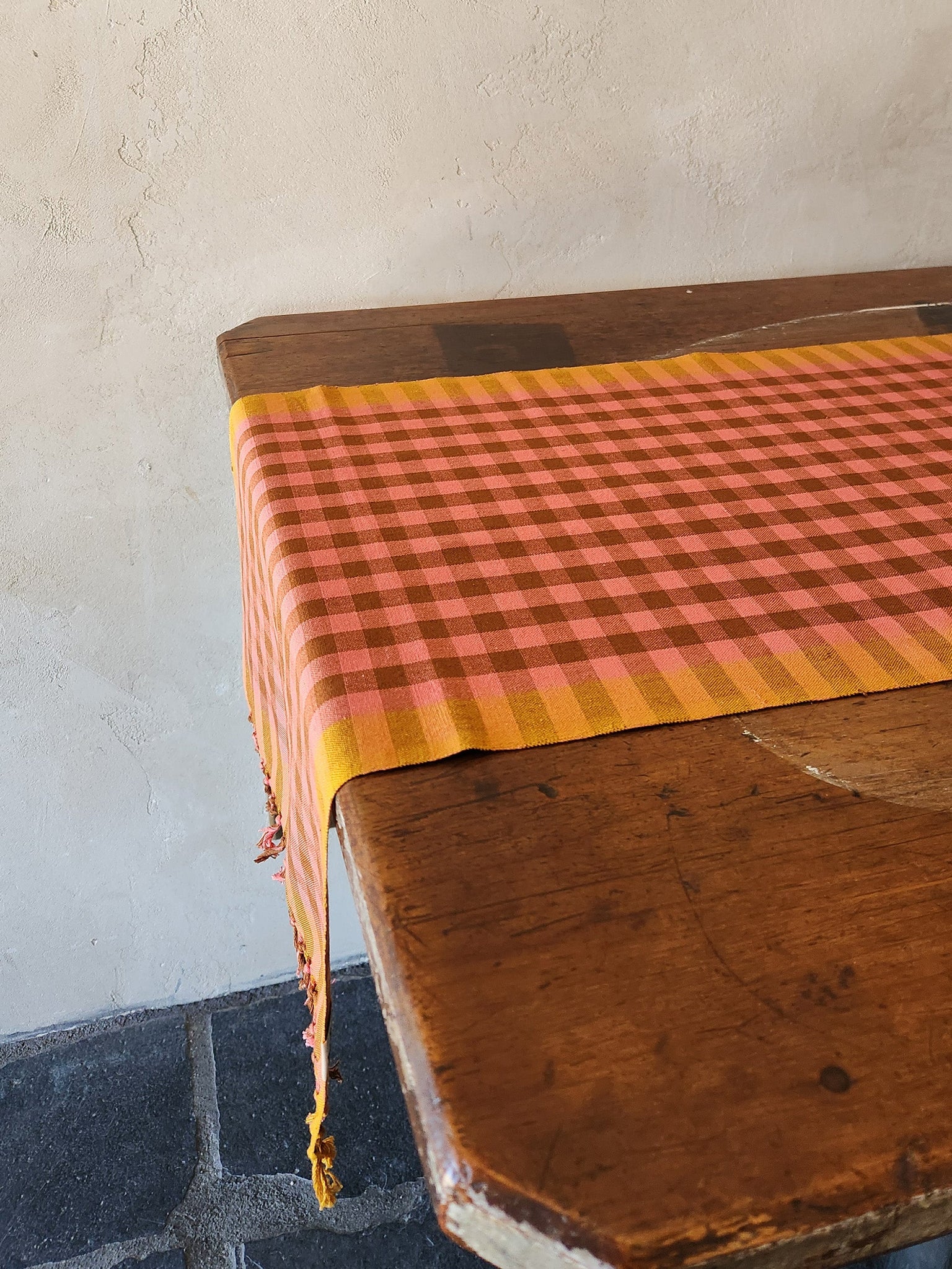 Grid Plaid Table Runner // Grapefruit // Not Available for In-Store Pick Up