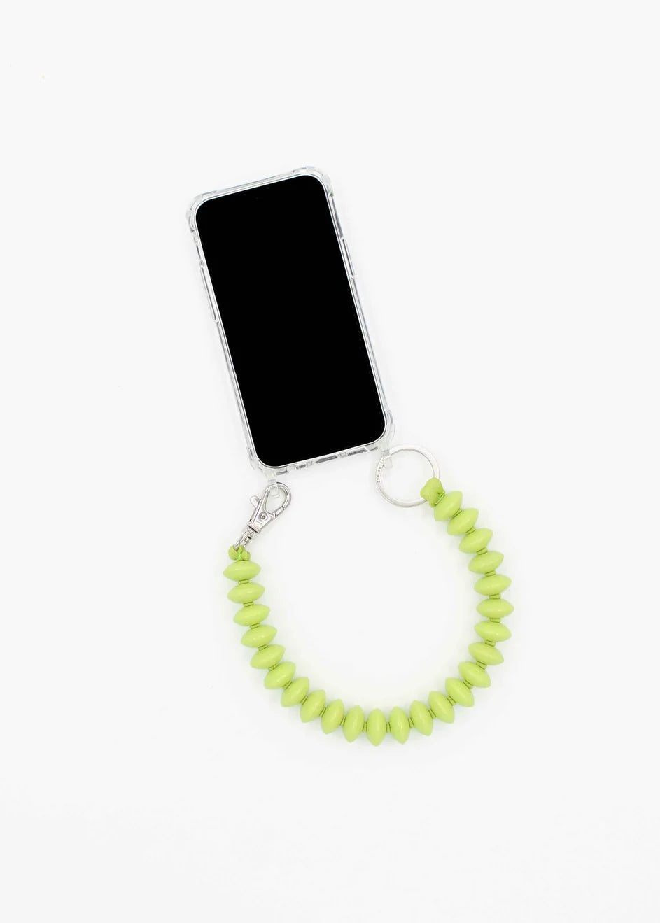 lime beaded key chain with phone