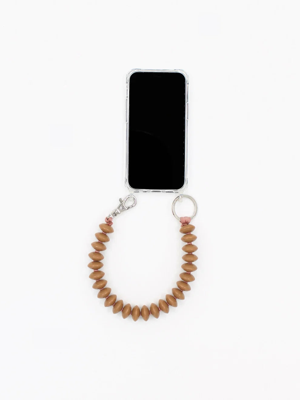 light brown keychain and phone