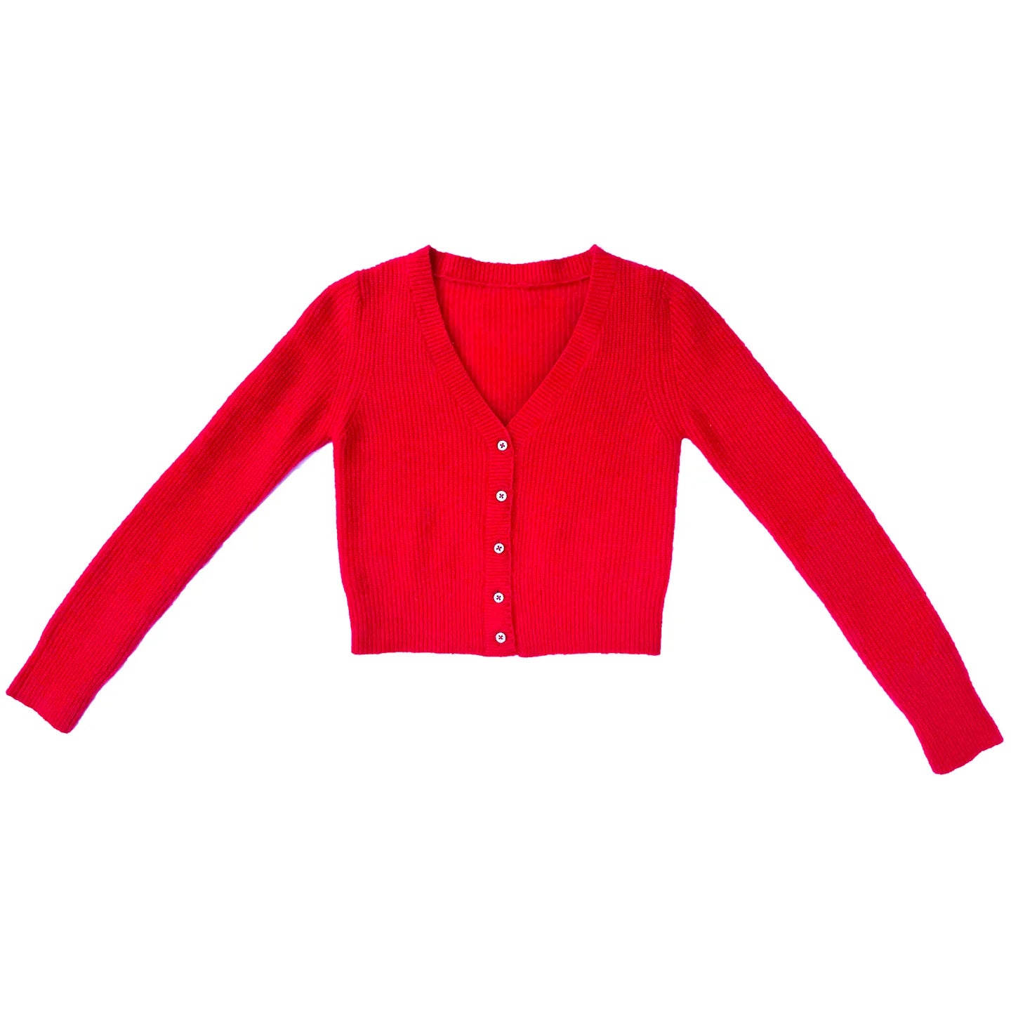 Cropped Mohair Cardigan // Red