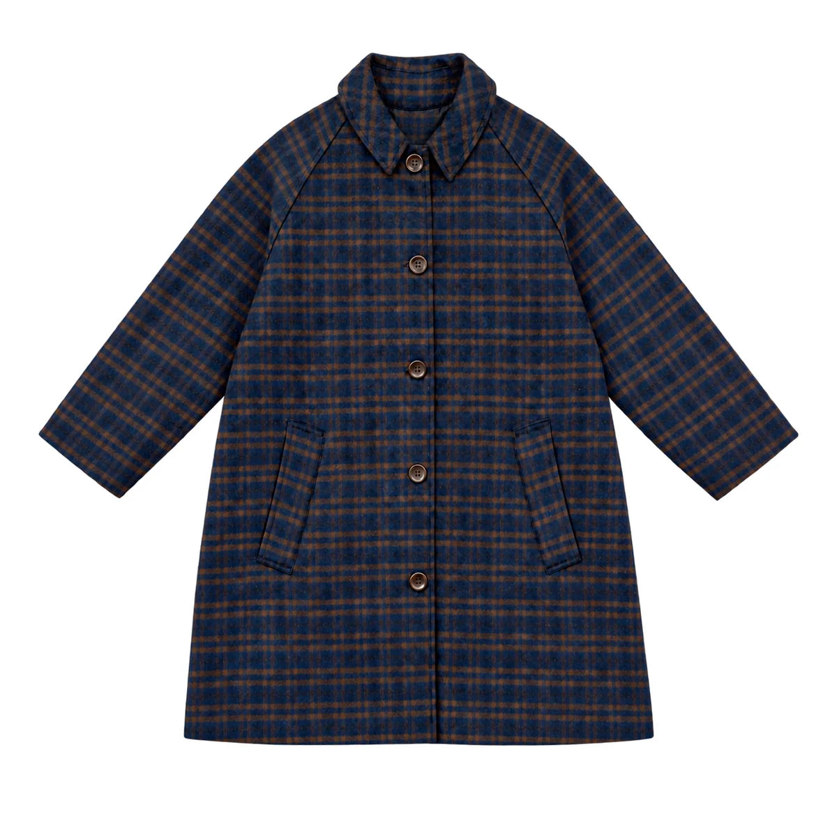 Ali Golden Short Trench – Copper/Blue Plaid
