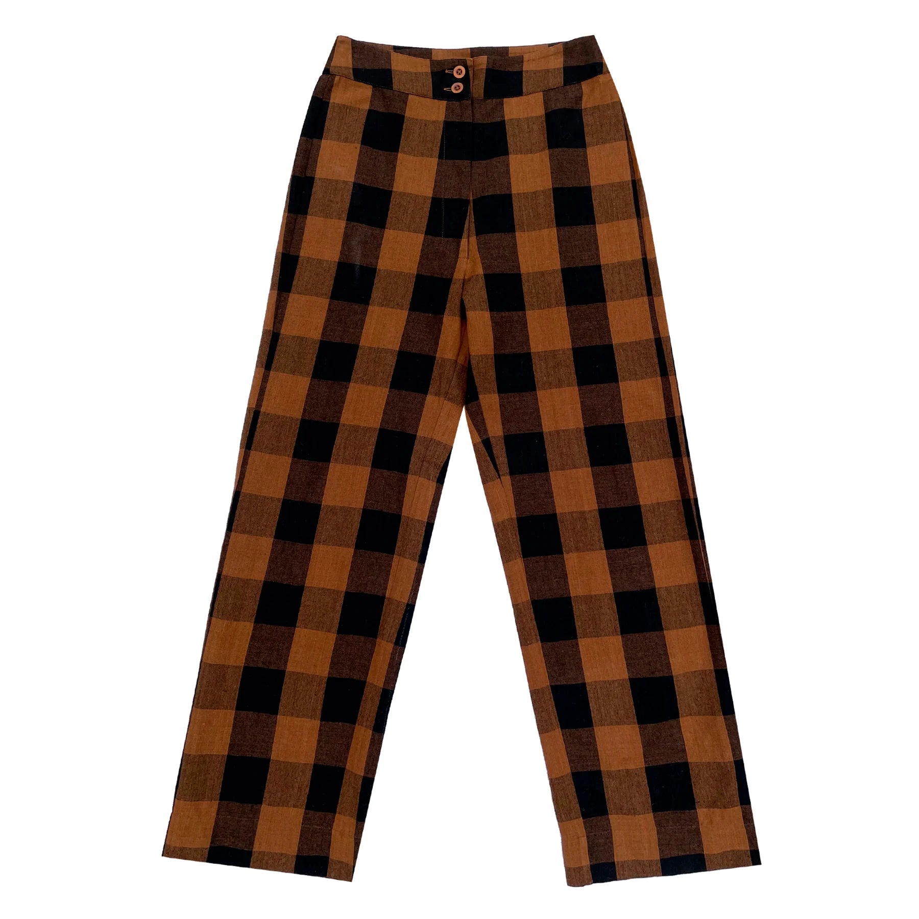 Silk Fly Front Pants // Copper Black Plaid