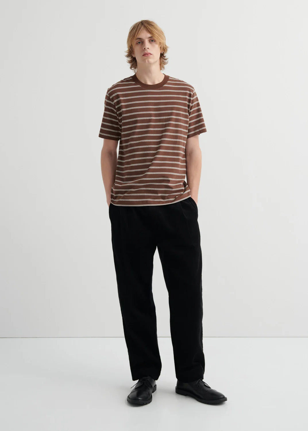 Kowtow Staple Tee — Brown Stripe