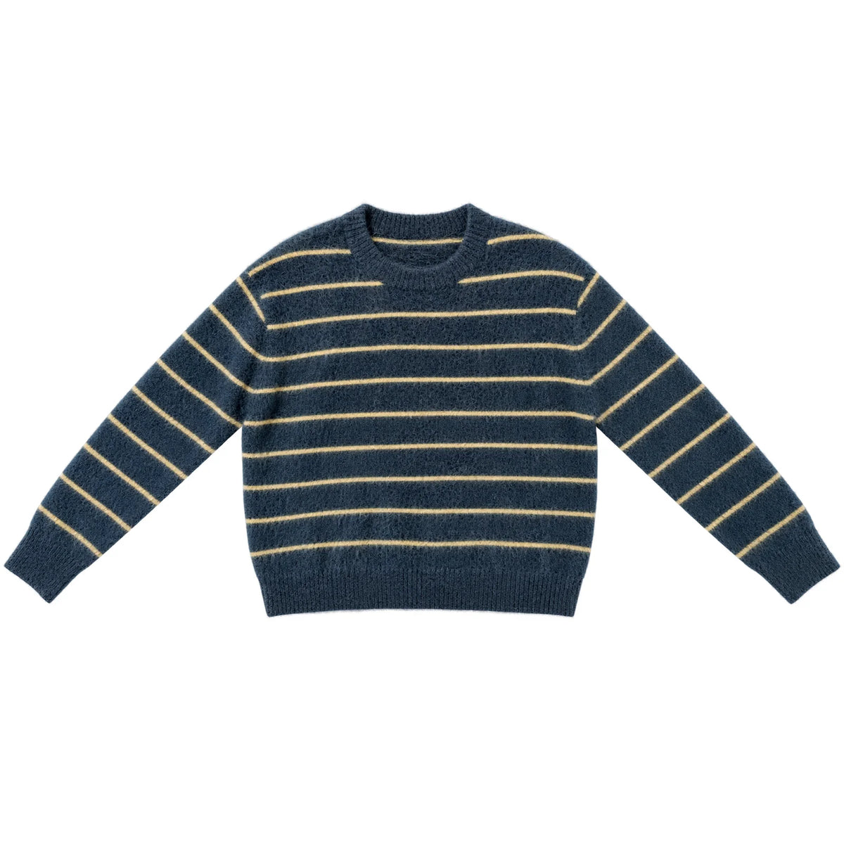 Ali Golden Oversized Mohair Pullover – Ocean/Ochre Stripe