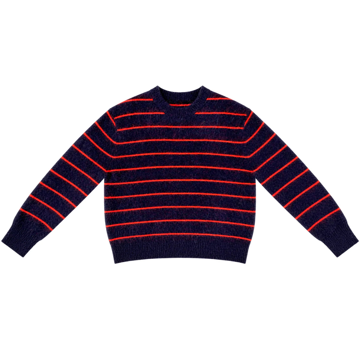 Ali Golden Oversized Mohair Pullover – Navy/Poppy Stripe