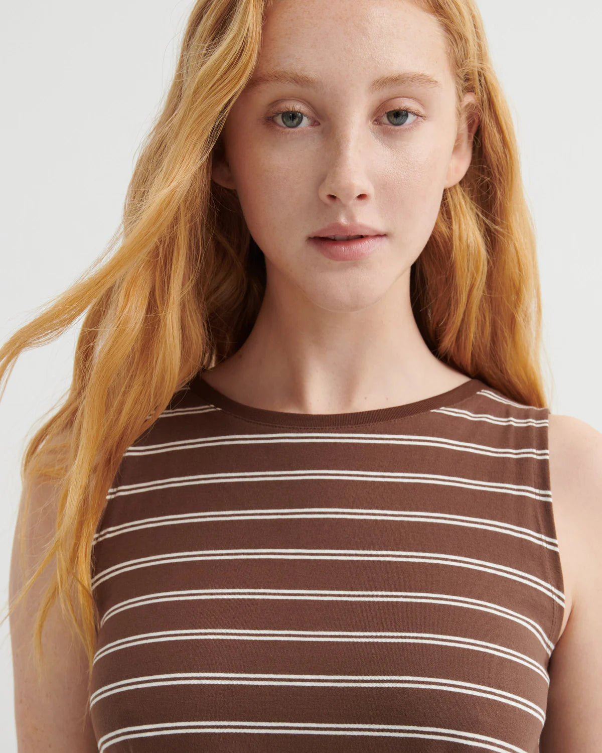 Kowtow Tank Swing Dress — Brown Stripe