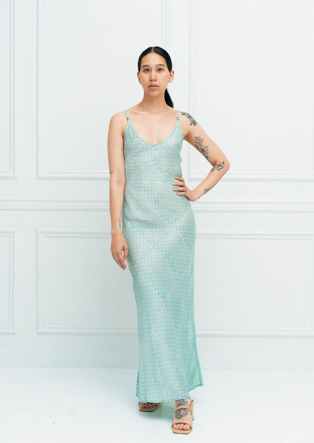 Monica Slip Dress // Dove & Azure Checkerboard