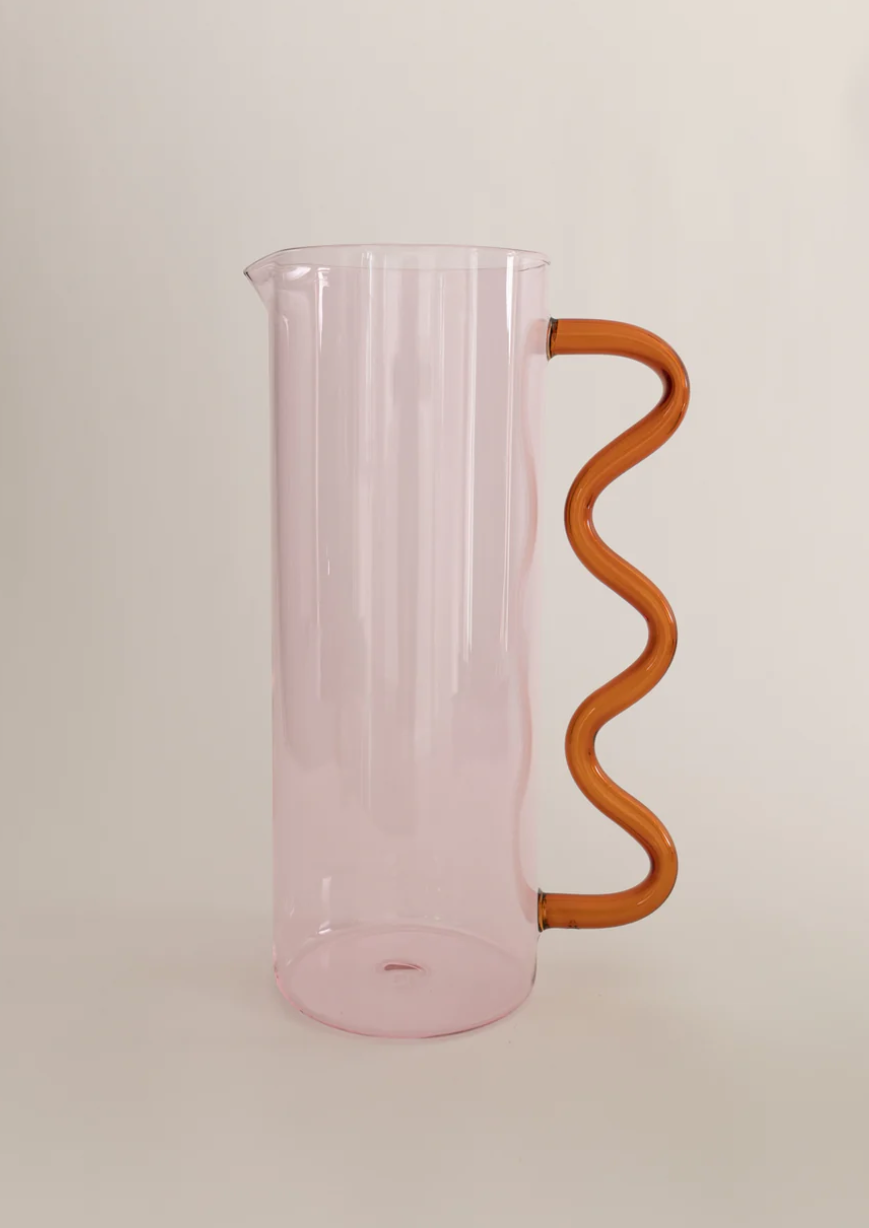 Wave Pitcher // Pink with Amber