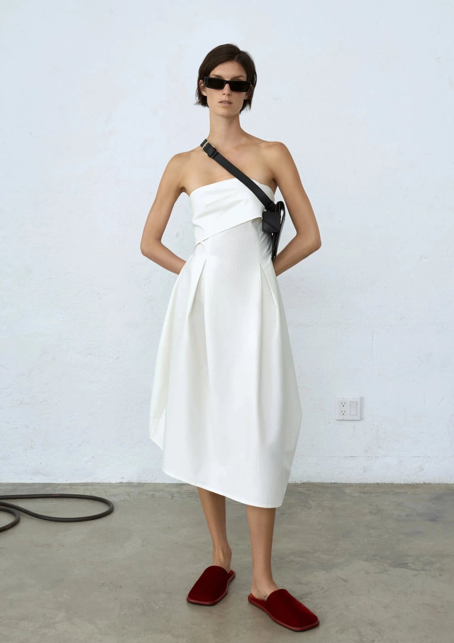 Strapless Midi Dress // White
